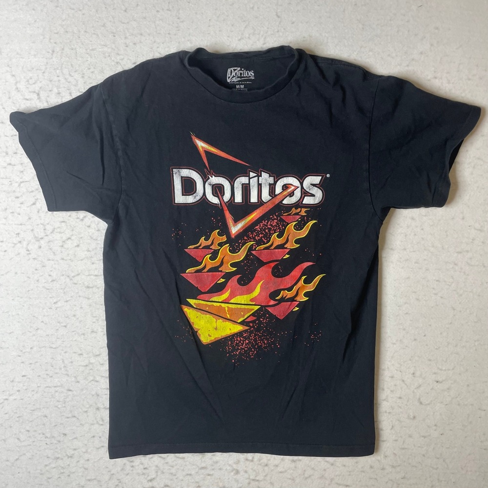 Doritos Graphic T-Shirt Mens Medium Black Short Sleeve Flamin Hot Logo Tee‎ 2023